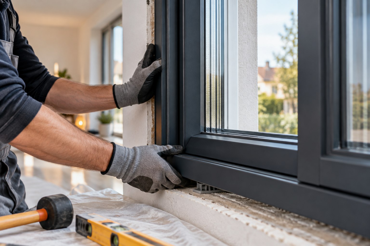 Montaj profesionist al unei ferestre PVC antracit